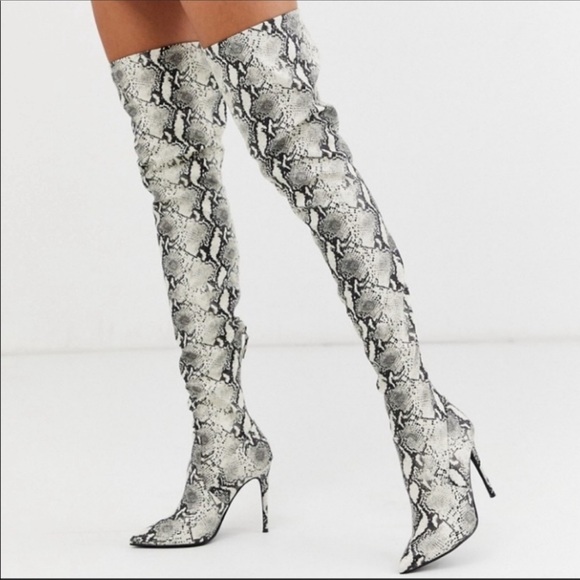 Steve Madden Debbie Over The Knee Snake Print Boots Size 7